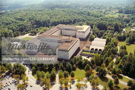 Aerial view of a government building in a city, CIA headquarters, Virginia, USA