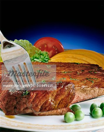 High angle view of a steak