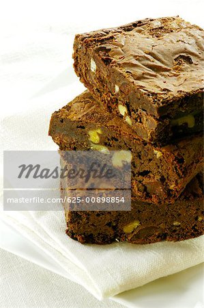 Close-up of a stack of brownies