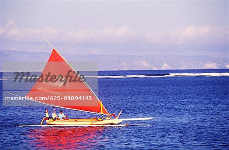 Person on a boat in the sea, Bali Indonesia
