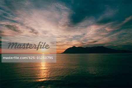 Sunset at dusk, Lofoten Islands, Norway