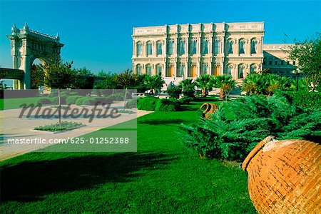 Formal garden in front of a palace, Ciragan Palace, Istanbul, Turkey