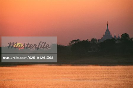 Sunset over a river, Ayeyarwady River, Sagaing, Myanmar