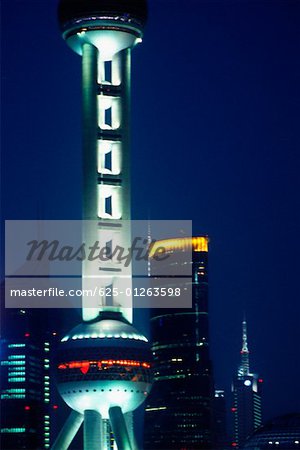Low angle view of a tower, Oriental Pearl Tower, Pudong, Shanghai, China