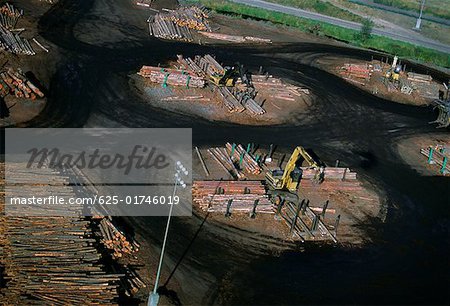 Sawmill log handler at work, Idaho