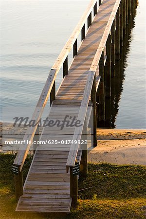 High angle view of a pier at the coast, St. Augustine Beach, Florida, USA