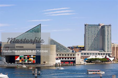 Buildings at the waterfront, National Aquarium, Inner Harbor, Baltimore, Maryland, USA