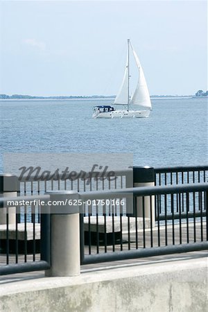 Sailboat sailing in a river, Waterfront Park, Cooper River, Charleston, South Carolina, USA