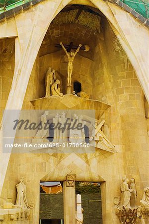 Statues on the wall of a church, Sagrada Familia, Barcelona, Spain