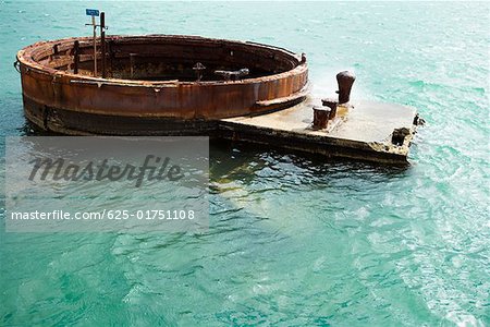 Memorial structure in the sea, Arizona Gun Turret, USS Arizona Memorial, Pearl Harbor, Honolulu, Oahu, Hawaii Islands, USA