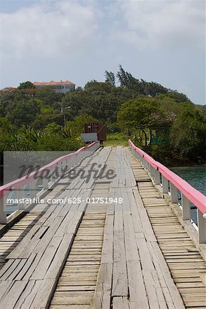 Bridge over the sea, Dixon Cove, Roatan, Bay Islands, Honduras