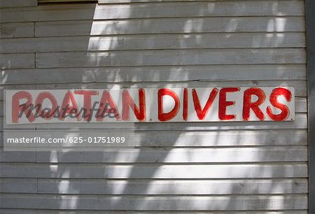 Information board on the wall, West End, Roatan, Bay Islands, Honduras