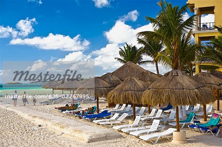 Tourists on the beach, Playa Del Carmen, Quintana Roo, Mexico