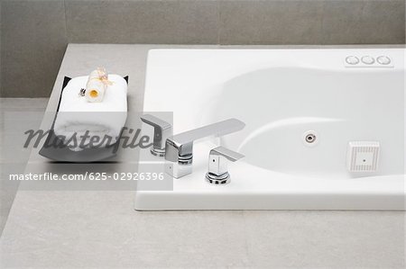 High angle view of a bathtub in the bathroom