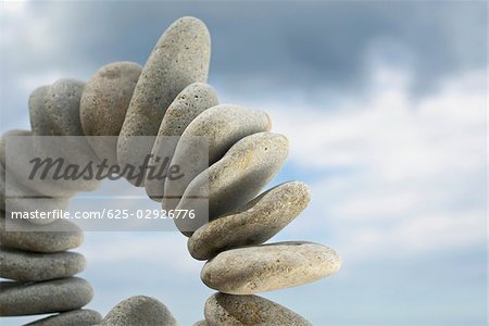 Low angle view of arranged pebbles