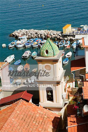 High angle view of a church, Church Of St. Anna, Marina Grande, Capri, Sorrento, Sorrentine Peninsula, Naples Province, Campania, Italy High angle view of a church, Church Of St. Anna, Marina Grande, Capri, Sorrento, Sorrentine Peninsula, Naples Province, Campania, Italy