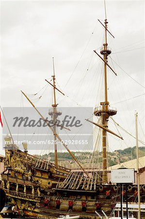 Ship docked at a harbor, Porto Antico, Genoa, Italy