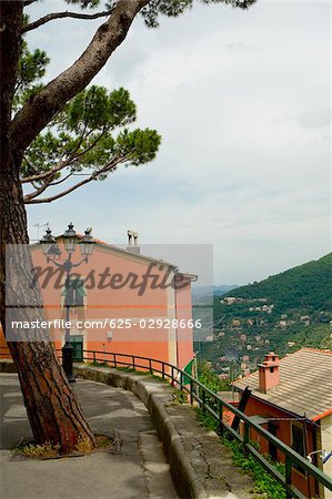 Lamppost in front of a house, Genoa Province, Liguria, Italy