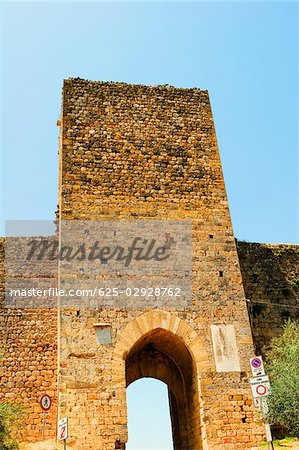 Low angle view of a fort, Porta Franca, Monteriggioni, Siena Province, Tuscany, Italy