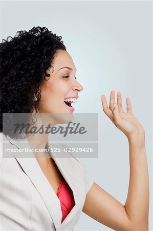 Close-up of a businesswoman laughing