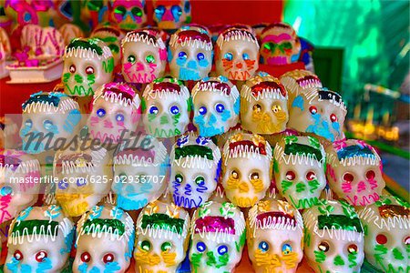 Masks at a market stall, Xochimilco, Mexico