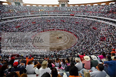 Spectators watching a bullfight in a bullring, Plaza De Toros San Marcos, Aguascalientes, Mexico