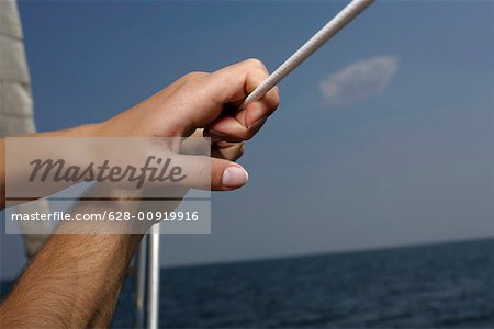 Couple holding on a safety line