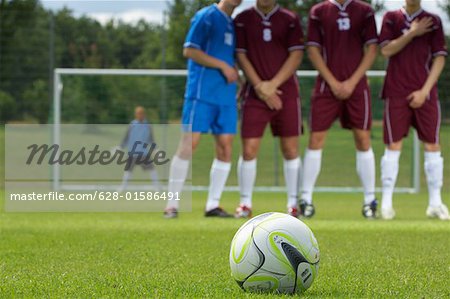 Free kick situation during soccer game