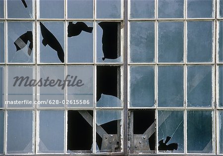 Old factory window, partially broken