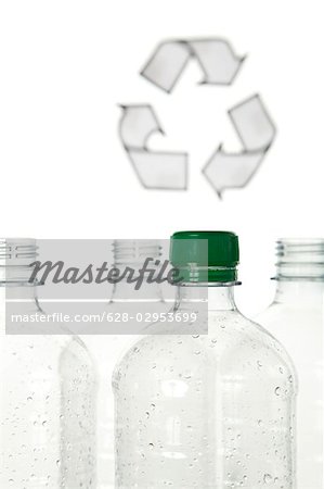 Plastic bottles and recycling symbol, Germany