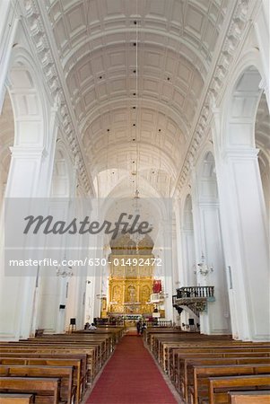 Interiors of a cathedral, Se Cathedral, Old Goa, Goa, India