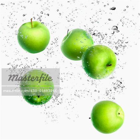 Five Green Apples Stock Photo - Download Image Now - Apple - Fruit