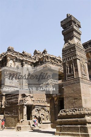 Old ruins of a temple, Kailash Temple, Ellora, Aurangabad, Maharashtra, India
