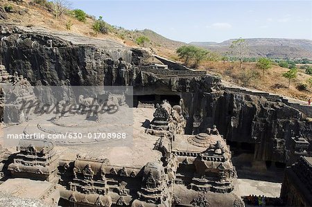 Old ruins of a temple, Kailash Temple, Ellora, Aurangabad, Maharashtra, India