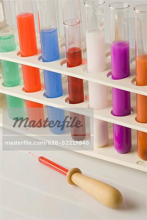 Test tubes in a test tube rack