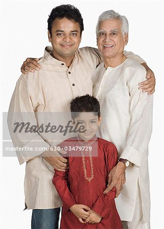 Portrait of a family standing together and smiling