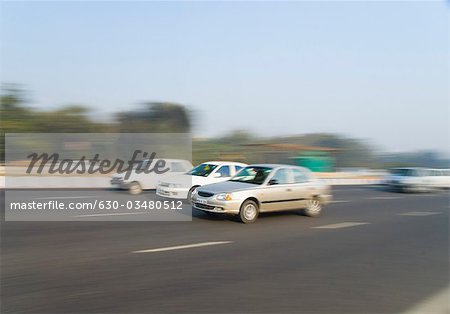 Cars on the road, Gurgaon, Haryana, India