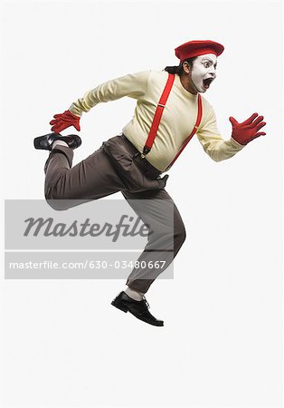 Mime in a running pose - Stock Photo - Masterfile - Premium Royalty