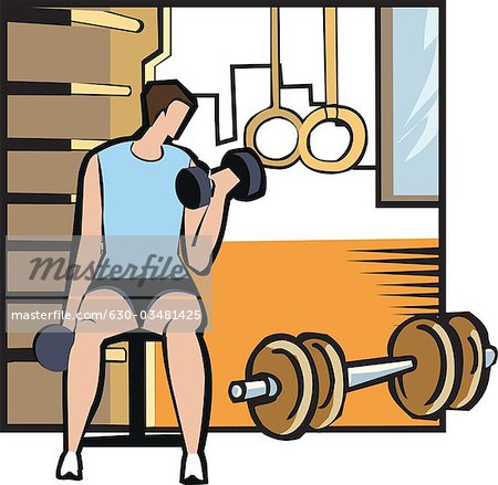 Man exercising with a dumbbell