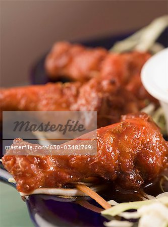 Chicken wings served on a tray