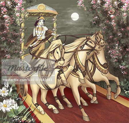 Lord Krishna riding a chariot