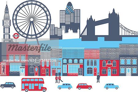 Montage of landmarks in a city, London, England Montage of landmarks in a city, London, England