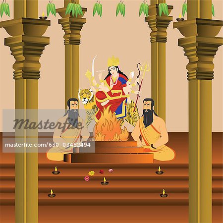 Sadhus performing Yajna of Goddess Durga Sadhus performing Yajna of Goddess Durga