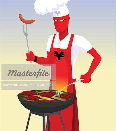 Super Hero In Chef S Whites Preparing Food On A Barbecue Stock Photo Masterfile Premium Royalty Free Code 630 03482553 - superhero roblox thumbnail chefs4passion