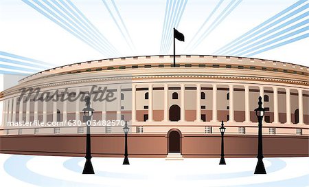Facade of a government building, Sansad Bhawan, New Delhi, India Facade of a government building, Sansad Bhawan, New Delhi, India
