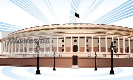 Facade of a government building, Sansad Bhawan, New Delhi, India