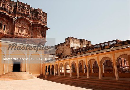 Low angle view of a fort, Meherangarh Fort, Jodhpur, Rajasthan, India