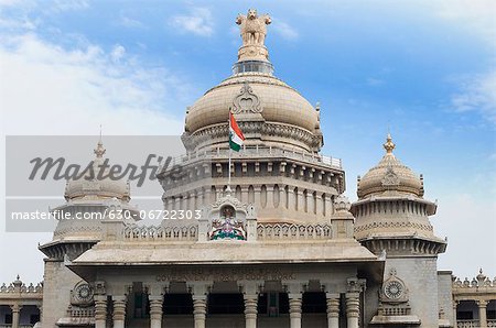 Low angle view of a government building, Vidhana Soudha, Bangalore, Karnataka, India