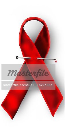 Close-up of AIDS awareness ribbon