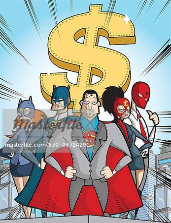 Business super hero with dollar sign